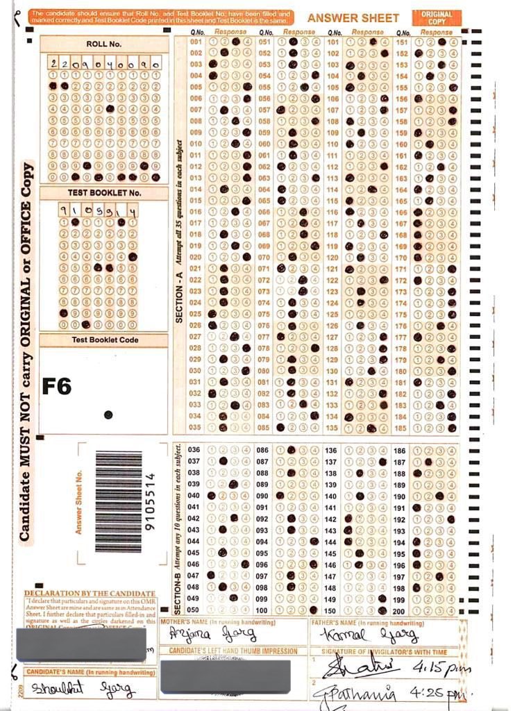 kamalgarg1679's tweet photo. As per OMR uploaded on official website of NTA marks of my son are supposed to be ~658/720. But in the result card it’s showing 464/720. 
Attaching screenshot of OMR.
Concerned authorities, please look into and help me urgently 🙏🙏🙏🙏 https://t.co/v7kesT0h4W