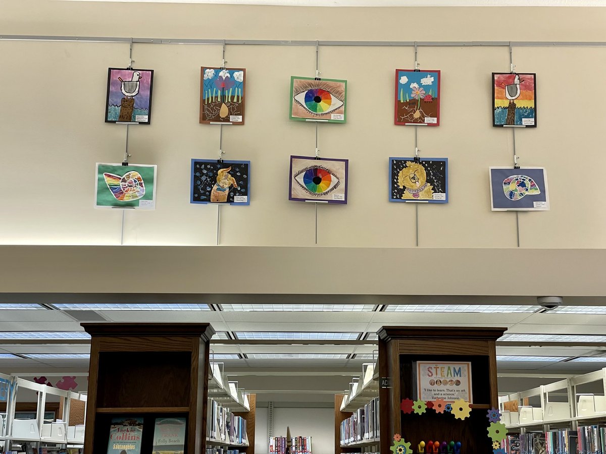 steam_TVLS's tweet photo. If you're at the Bolivar Library this summer, check out some of our elementary art hanging up in their new display area.   Love that they are showcasing some of the local student art! ❤️🎨
#wearetuskyvalley
@TVTrojans https://t.co/6NaaiIwJA0