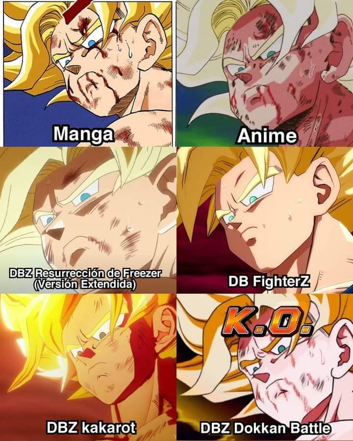 Creo que en el anime no hicieron notar bien lo que realmente sentía Goku en ese momento. El manga es impecable en cuanto expresividad, y de ahí le sigue Dokkan Battle.