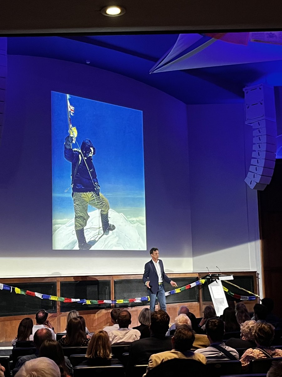 Lucy_Aspden's tweet photo. “Be great, make others great.” The words of Tenzing Norgay Sherpa, spoken tonight by his son Jamling at the #Everest70 celebrations at @RGS_IBG @everest70th - what a line up, thankful to be part of history tonight 👏🏻 @Himalayan_HTUK @mef_org https://t.co/9VtHacUgem