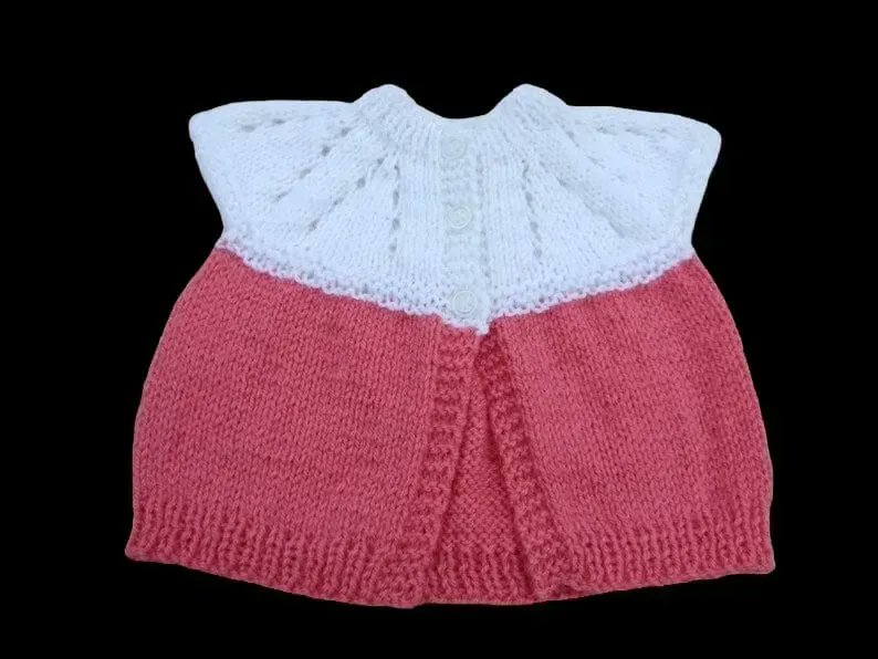 Baby sleeveless cardigan hand knitted in white and deep pink - newborn buff.ly/459b2c9 #knittingtopia #etsy #knittedbabyclothes #handknits #mummybloggers #newbaby #reborndoll #MHHSBD #craftbizparty