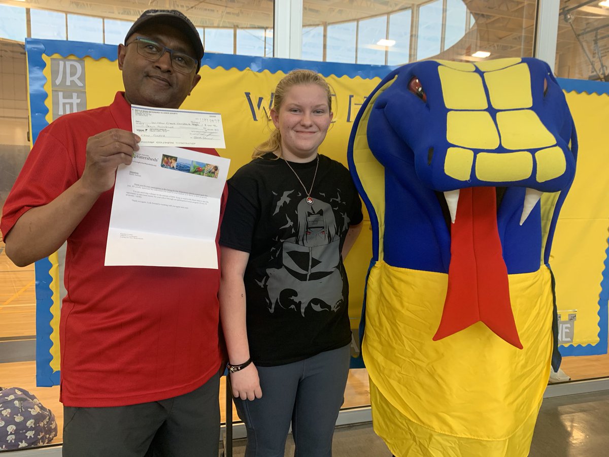 Comgradulations to Mr. Salman and Mary Ann Toone for their Alberta Watershed Project! Mr. Salman and his team were awarded 400.00 to put to use in future science projects! #everystudenteverday #lrsd #wcchscobrastrike #teachersforscience