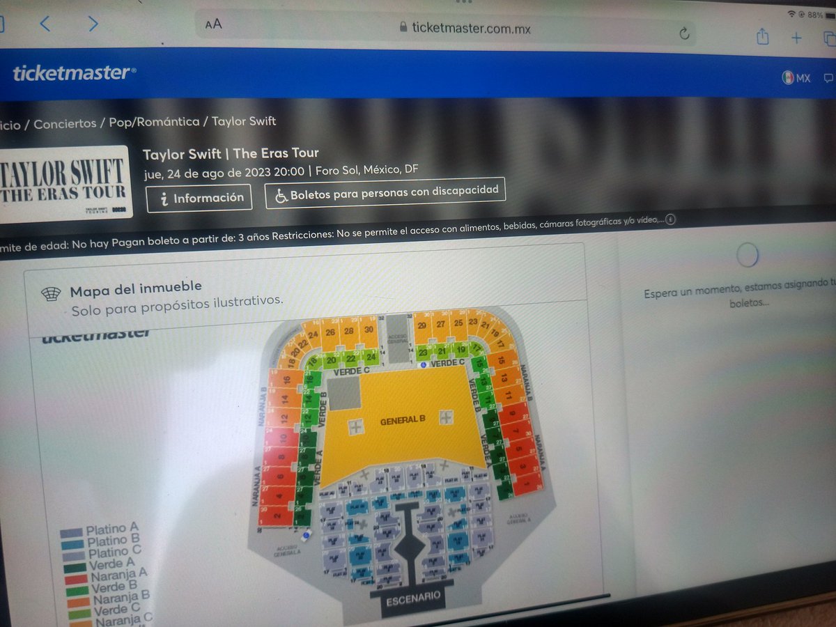lesly_garc's tweet photo. Que onda @Ticketmaster_Me apenas entre así se quedó la página 😭 no me dejo elegir boletos 🥹
#TaylorSwift 
#ErasTour 
#Ticketmaster https://t.co/dUThJrOqUj