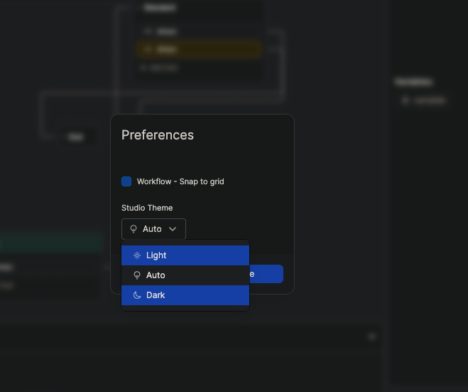 getbotpress's tweet image. Botpress dark mode activated! 👀  

The Botpress Cloud Studio now supports dark 🌚 and light 🌝 modes. Go to User &amp;gt; Preferences &amp;gt; Studio Theme to adjust the Studio according to your preference. 

#botpress #darkmode #chatbot #ChatGPT