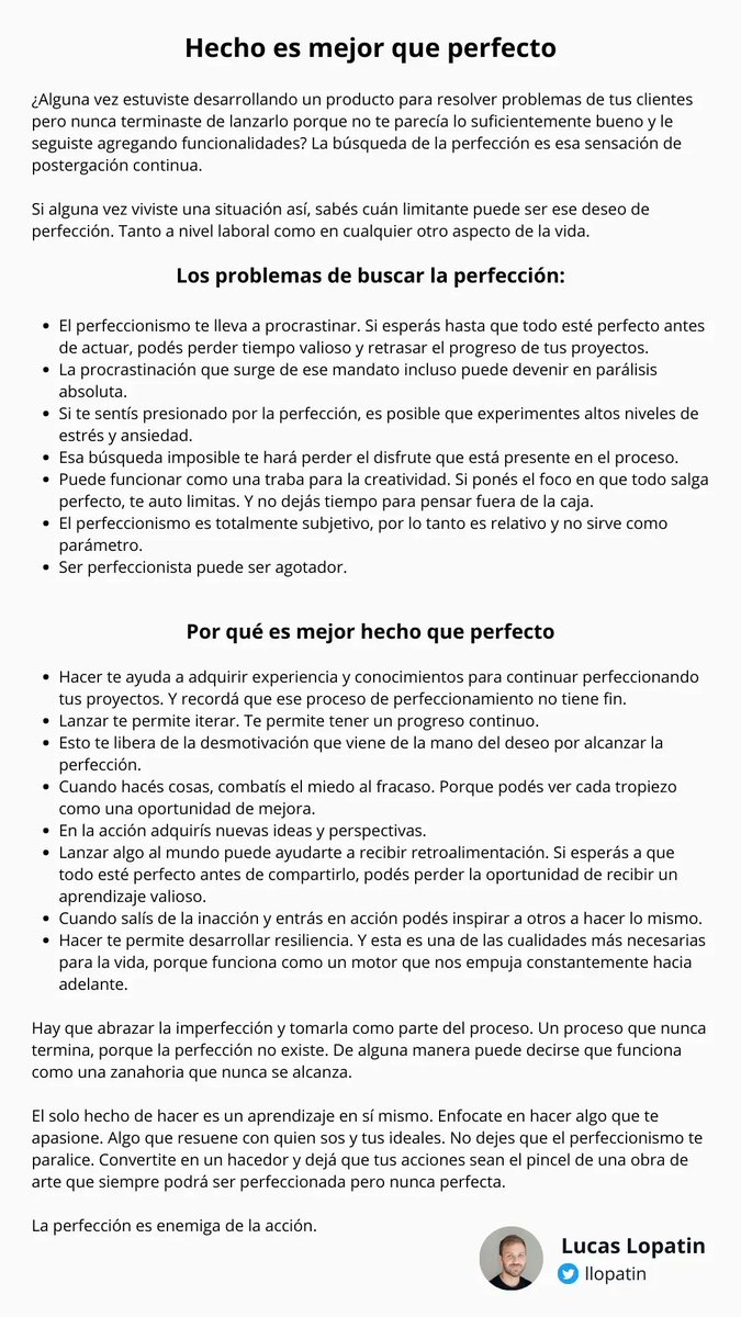 llopatin's tweet photo. Hecho es mejor que perfecto. https://t.co/CVcGfasxBh