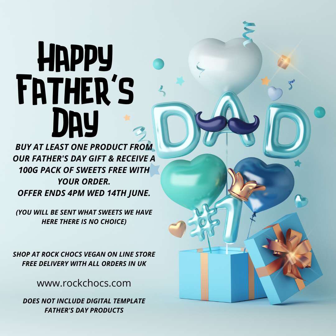 Buy any of the Father’s Day products ( does not include digital products ) and get a bag of sweets with every order #rockchocs #giftsfordads #fathersdaygift
