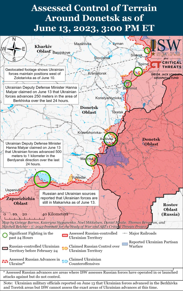 TheStudyofWar's tweet photo. Here are today's control-of-terrain maps of #Russia's invasion of #Ukraine from @TheStudyofWar and @criticalthreats. 

Interactive map, updated daily: https://t.co/hwgxTnU2Tr 
 
Archive of time-lapse maps, updated monthly: https://t.co/IT6FiqwgGO https://t.co/24UzwwJ5Gf