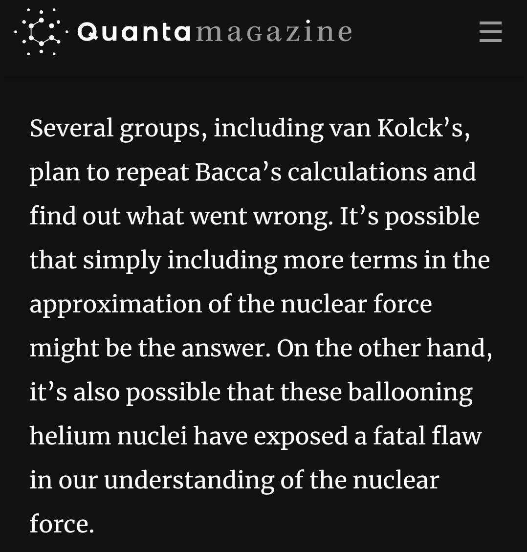 MarianRudnyk's tweet photo. Back to the drawing board...

By inflating nuclei like balloons to study #StrongNuclearForce (binds #protons &amp; #neutrons) exposed an uncomfortable truth: 

"We still don’t have a solid theoretical grasp of even simplest #nuclear systems."

✨https://t.co/CpZRSCusdc

#ufotwitter https://t.co/bWyt4j5gAh