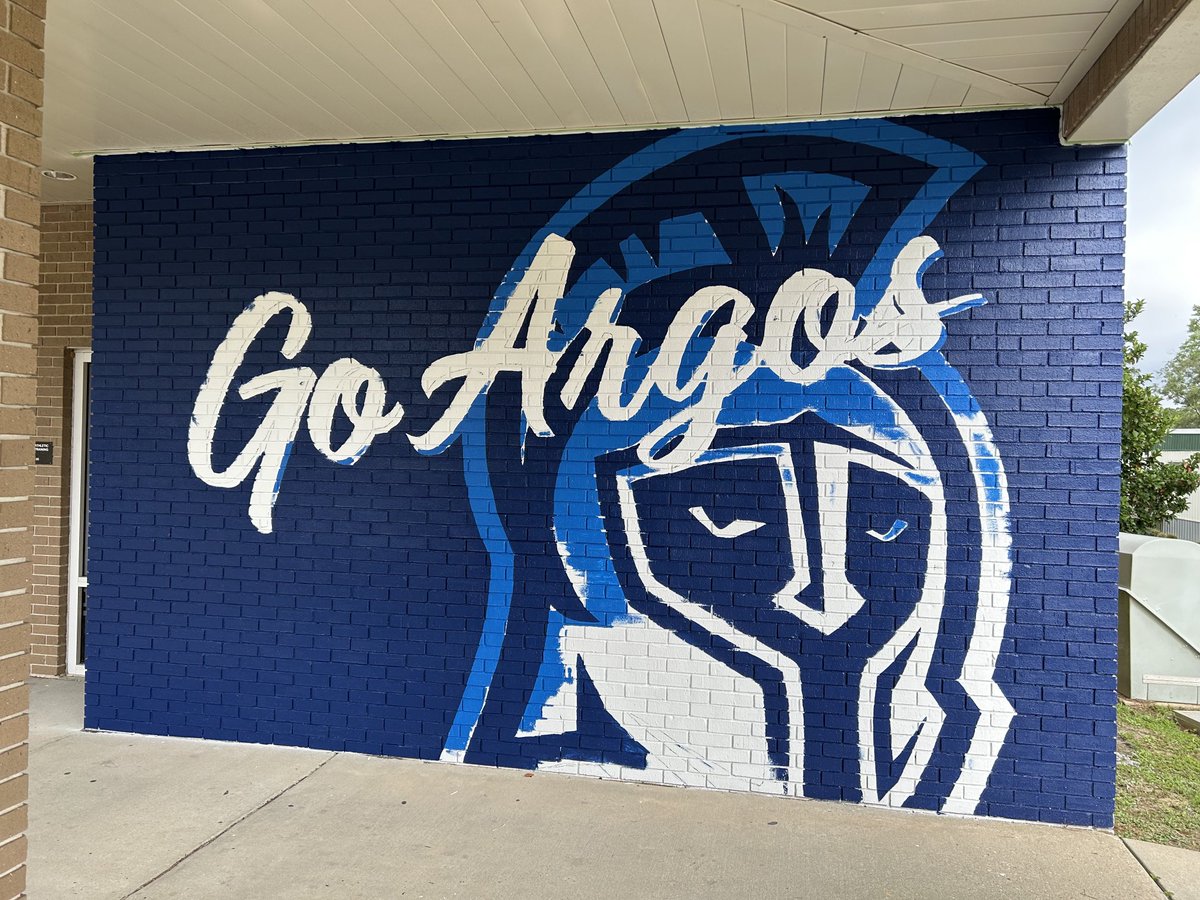 Check out this new artwork on the exterior wall by our training room. I love how intentional UWF is with every detail of the pride in our school and logo!  #UWFVB #GoArgos #OurMascotIsBetterThanYours #SchoolPride #SchoolColors #UWF