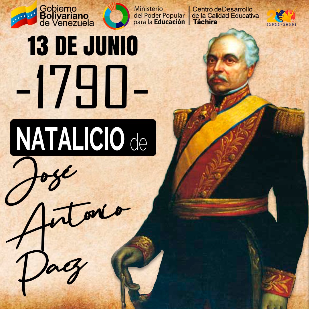 #13Jun de 1790 natalicio José Antonio Páez #Efemeride <a href="/NicolasMaduro/">Nicolás Maduro</a>
<a href="/_LaAvanzadora/">Yelitze Santaella</a> @freddybernalven @karemdebernal  #VivaLaUniónDeLosPueblos
