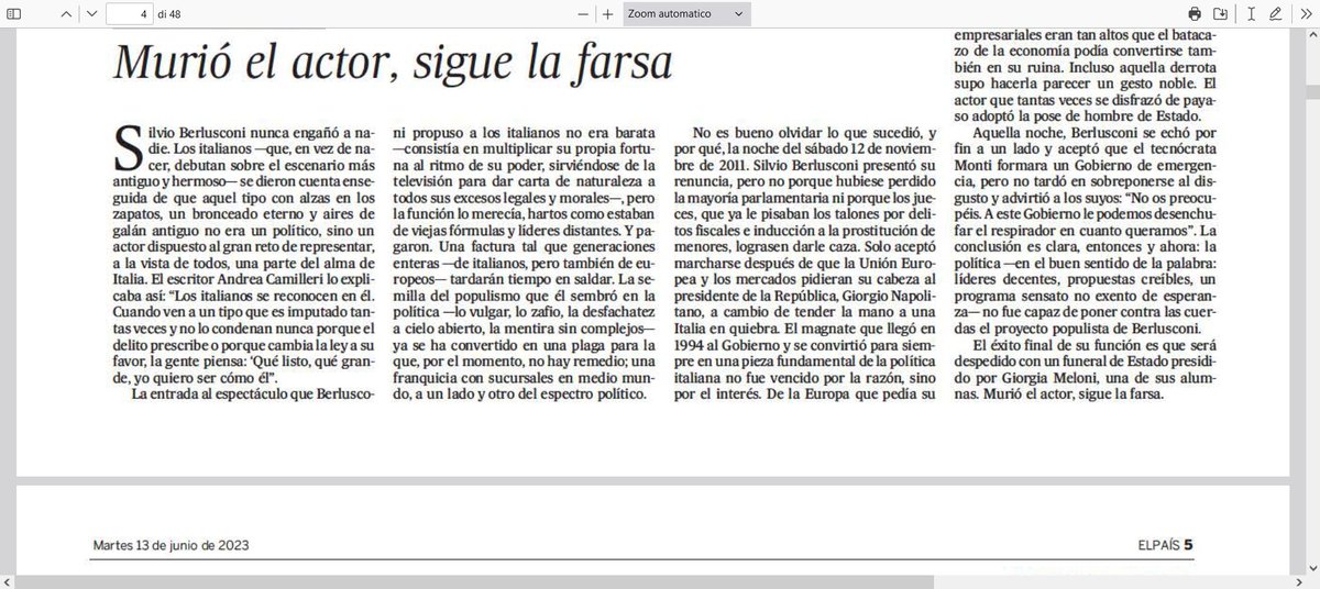 Victoria_GomezR's tweet photo. me ha parecido una lectura aguda, penetrante y además breve. Una de las cosas más serias leídas en estas horas sobre Il Cavaliere. Gracias
@pablo_ordaz https://t.co/cRWY1LhFni