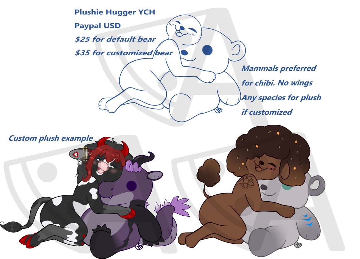 I have this ych still open that is easier to finish than a secondlife comm due to my arm still hurting. I also have characters for sale toyhou.se/Aziza/characte… (2/3)