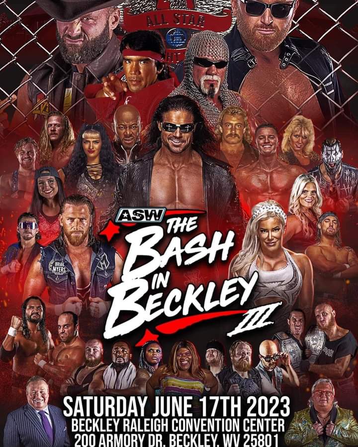 nicklaroberts's tweet image. This Saturday 
Beckley WVa
Bash at Beckley
Ricky #TheDragon Steamboat, Magnum TA,  @TheMattCardona , Heath, #JayLethal, Scott Steiner, @TheRealMorrison , @thetayavalkyrie