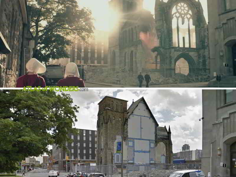 macca_jan's tweet photo. @g_meslin I checked to see if this was used in The Handmaid's Tale, but it turns out that church being torn down in the second episode, when Offred and Ofglen are taking a walk, was the James Street Baptist Church in Hamilton. https://t.co/JmPbglxvYK