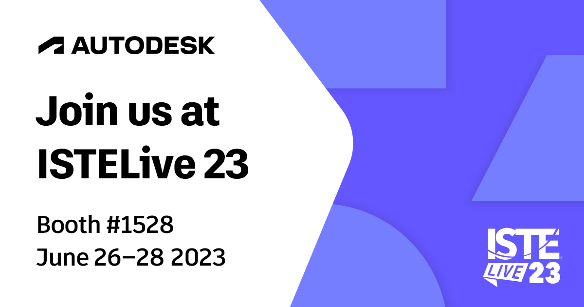 AutodeskEDU's tweet image. Join us at @ISTEofficial starting June 26th to see demos of the latest @tinkercad features and learn more about how to introduce @adskfusion360 in your classroom 📓Check out our Theater Talks and grab some swag💡😎

Learn more👇
autode.sk/3p1g5es

#ADSKatISTE #ISTElive23