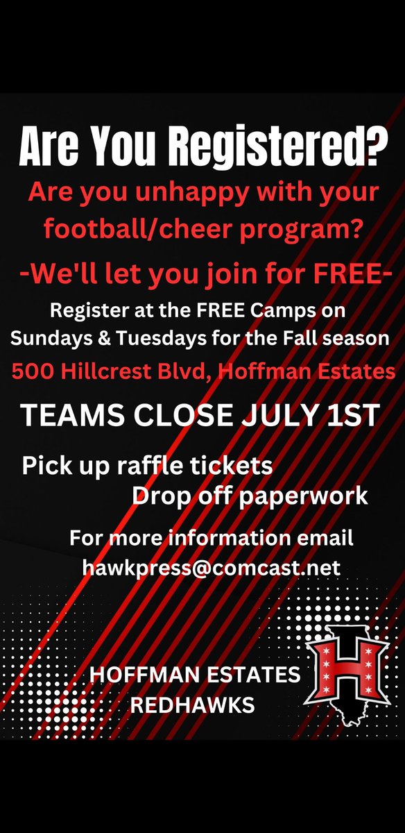 Camps shouldn't be a fundraiser unlike other leagues!!  We're averaging 60 football players and 40 cheerleaders per camp. 6-730 tonight, come out