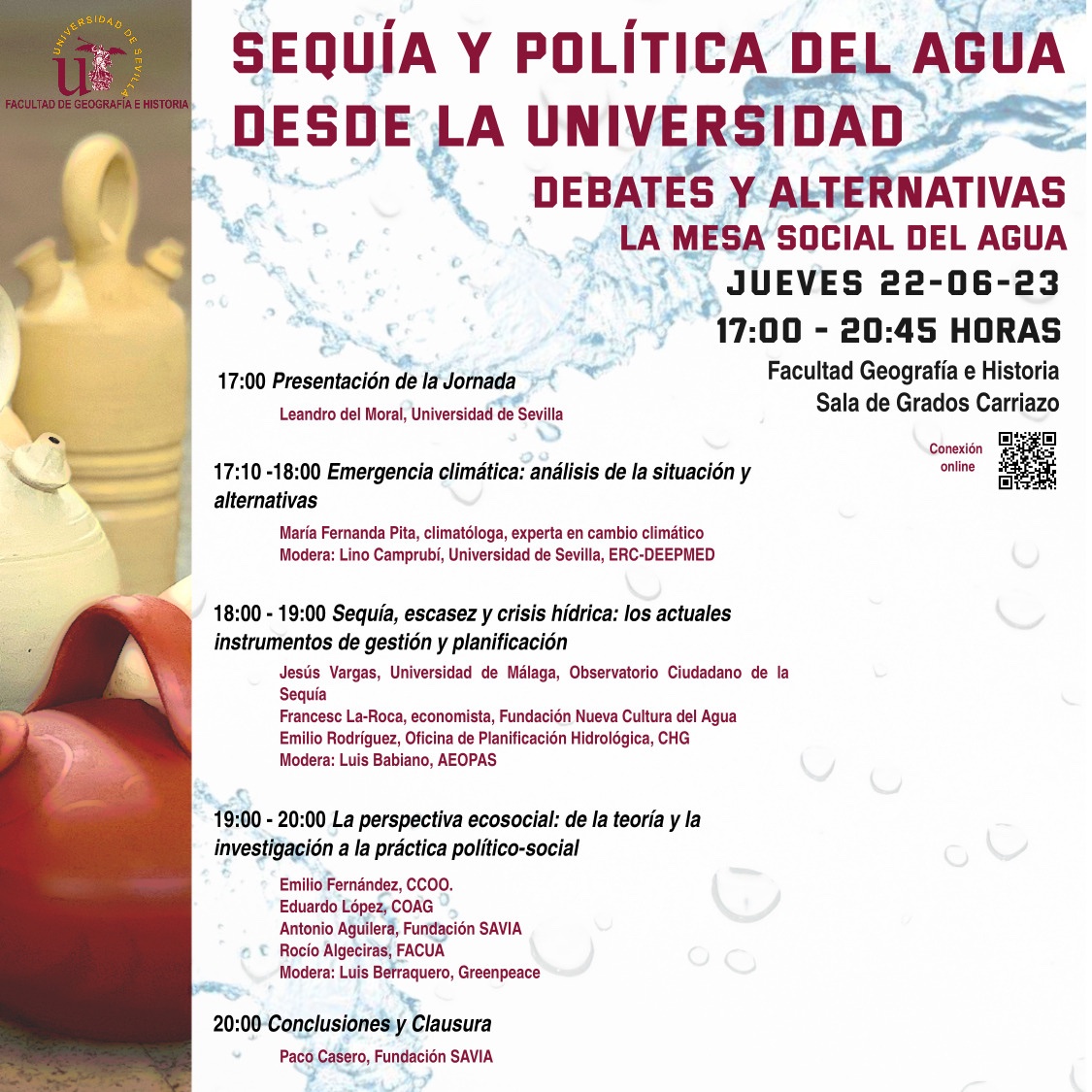 Daniel Fazeli (@danielfazeli_) on Twitter photo Jornada de la Mesa Social del Agua, sobre sequía y política del agua desde la Universidad.
Próximo jueves 22 en la Facultad de Geografía e Historia de la <a href="/unisevilla/">Universidad de Sevilla</a>
Un debate necesario en un entorno, el académico, muy necesario. Jornada de la Mesa Social del Agua, sobre sequía y política del agua desde la Universidad.
Próximo jueves 22 en la Facultad de Geografía e Historia de la <a href="/unisevilla/">Universidad de Sevilla</a>
Un debate necesario en un entorno, el académico, muy necesario.