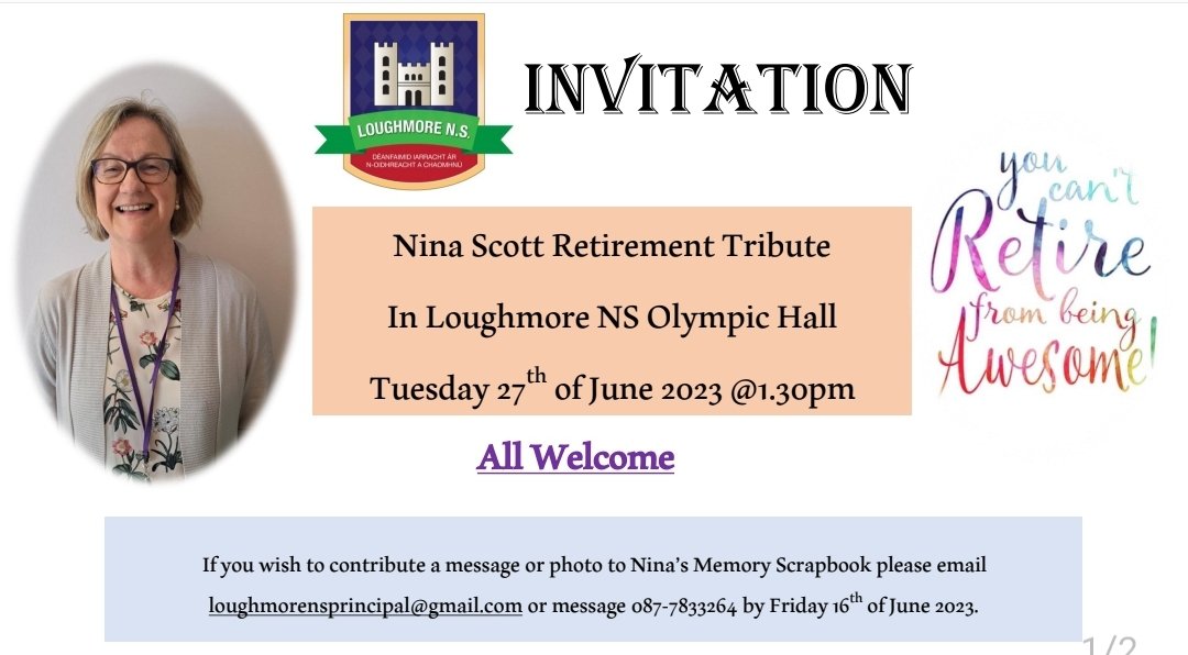 As we prepare to bid a fond farewell to Múinteoir Nina, we extend this invitation to the community she has contributed so much to.