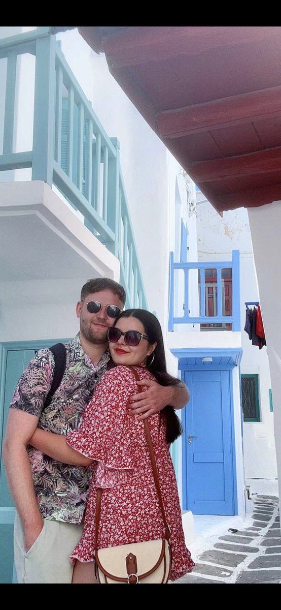 When the bestie gets engaged in Mykonos ❤️💙💍👰🏻‍♀️🤵🏻 couldn’t be happier for an amazing couple #Engaged #BestCouple #Congratulations @Meg_Jarrett and Ross 🥰😘