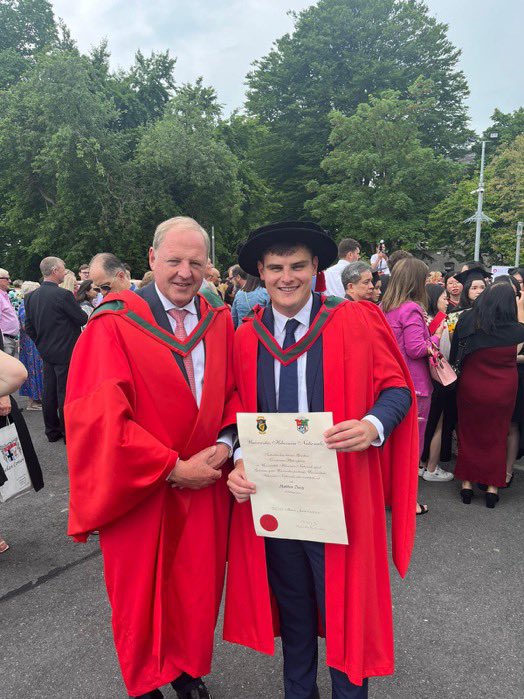 GalwaySurgery's tweet photo. A massive congratulations to @mattdavey93 who was conferred with a #PhD in #Surgery today @uniofgalway. We are so thrilled for you Matt, enjoy the celebration 🎊. Matt is pictured with his Supervisor, Professor Michael Kerin, Chair of Surgery #surgicalresearch #conferring https://t.co/IZNJN3MHMk