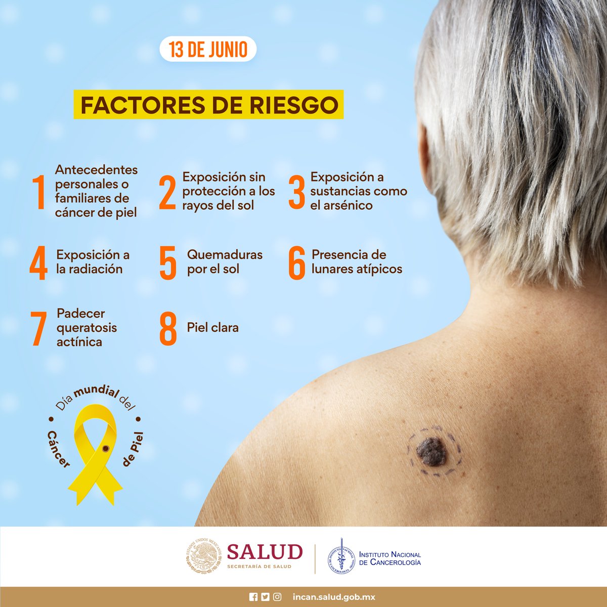 incanMX's tweet photo. 🎗️ 13 de junio | Día Mundial del Cáncer de Piel. https://t.co/0kbO58knbj