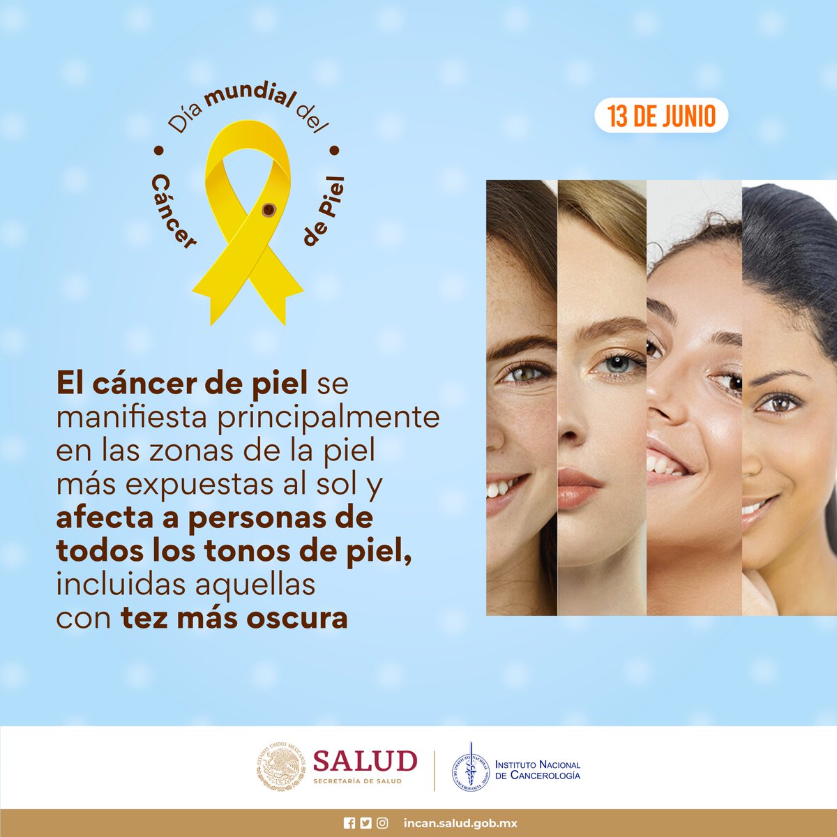 incanMX's tweet photo. 🎗️ 13 de junio | Día Mundial del Cáncer de Piel. https://t.co/0kbO58knbj