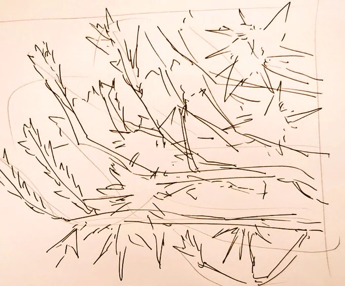 #1日1模写 Ⅲ 169/365 今日は猫ちゃんと松でした 猫は漫画家の必須課題だと思うので、 上達したいな〜