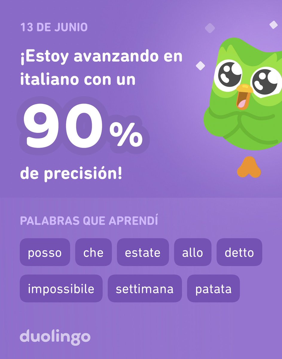 ¡Estoy aprendiendo italiano en Duolingo! Es gratis, divertido y efectivo.