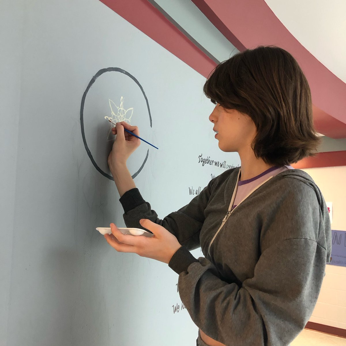 New mural coming up soon!  With the support of some FABULOUS student artists, Mrs. Bouwer and Mme. Dumouchel have designed a new mural to inspire the next generation of AJ sharks! Looking forward to seeing it completed!  @RCDSB #inspiredlearning