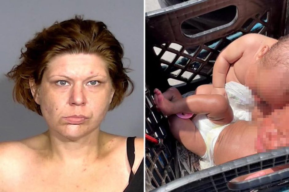 DailyLoud's tweet photo. An Indiana mom has been arrested after she was busted riding a bike across town with her crying 2-month-old twins stashed in a milk crate. https://t.co/iCGjwHxds7