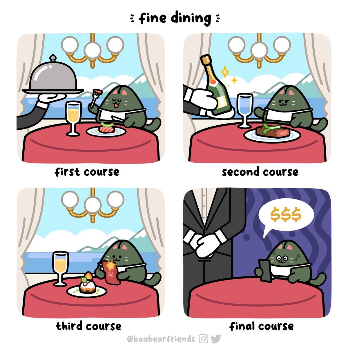 BaoBearFriends's tweet photo. Can I skip the last course? 💸
#baobearfriends #onikitty #finedining #coursemeal #yammy #shook #worth #it #sweat https://t.co/Bss2DoWWK1
