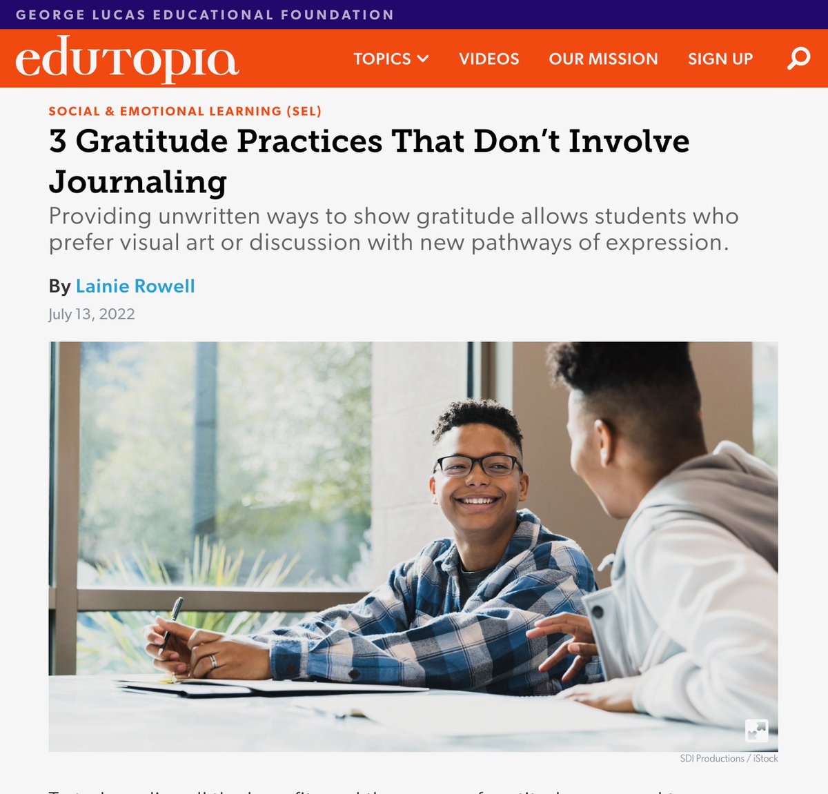 It’s a myth that gratitude means we have to be completely self-effacing. We can be grateful for ourselves! 

Positive affirmations are a powerful way to nurture self-awareness, confidence, & a strengths-based mindset. 

👉edutopia.org/article/3-grat…

#EvolvingWithGratitude
@edutopia