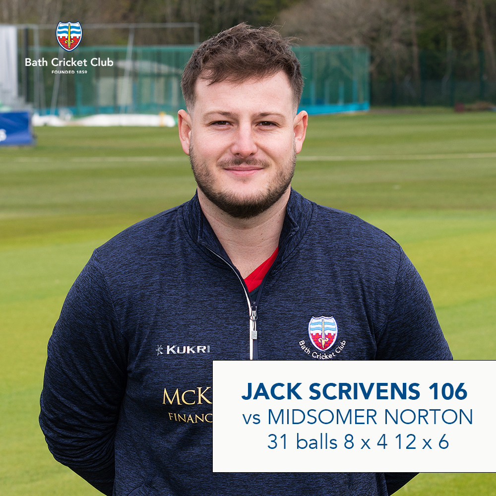 Bath posted 226 for 7 off their 20 overs vs @MidNortonCC and squeezed home by 24 runs as Norton were bowled out for 202. @JackScrivens led the way with a rapid century off just 29 balls and Campbell McKegg picked up 4-24 in a match dominated by the bat. bathcc.play-cricket.com/website/result…
