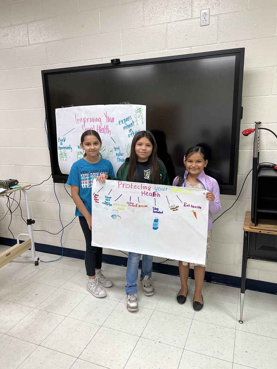 DalethJuarez's tweet photo. To target Sustainable Goal #3: Good Health & Well-Being, students presented their anchor charts on how to maintain a balanced health triangle: physical, mental and social 🔺 They also made their own calming bottle 😌 #GuerraLIFE #GuerraGoesGlobal https://t.co/gweclR2TRL