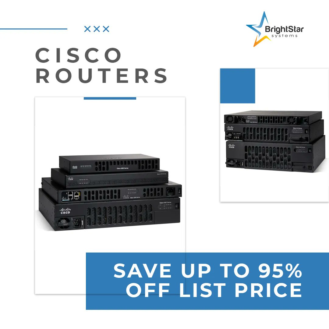 BrightStar_USA's tweet photo. Need reliable and affordable routers? Look no further than Cisco Routers. Experience superior connectivity and save up to 95% off list price! 💡💻 
https://t.co/sUXv6bWeQe 

#BrightStarSystems #CiscoRouters #SaveBig #ReliableConnectivity https://t.co/vyf0KD2JC2