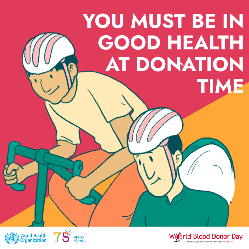WHO's tweet photo. 🩸 It's #WorldBloodDonorDay 🩸

Give blood, give plasma, share life, share often.

Here's how you can #GiveBlood 🩸