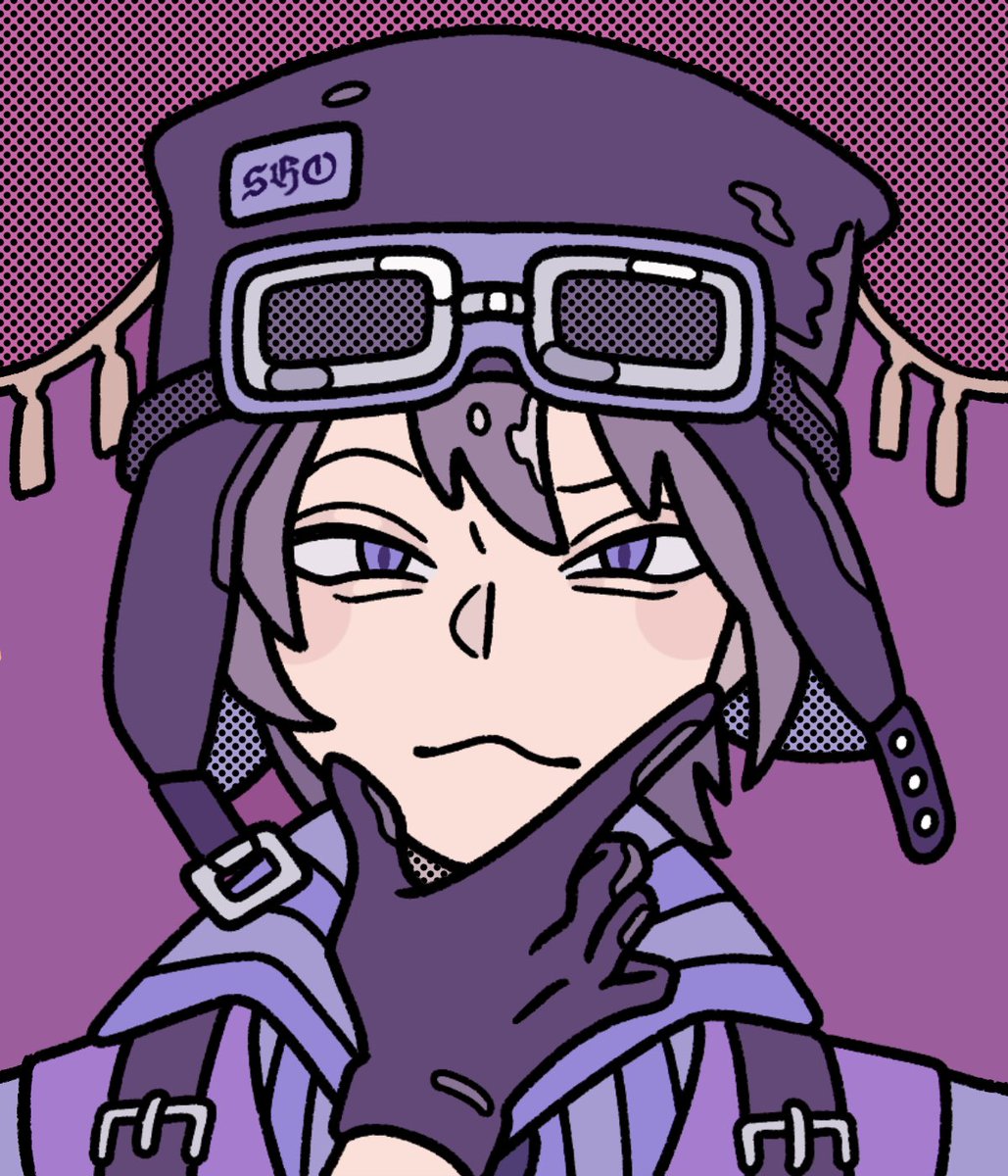 1boy gloves male focus goggles solo purple eyes hat  illustration images