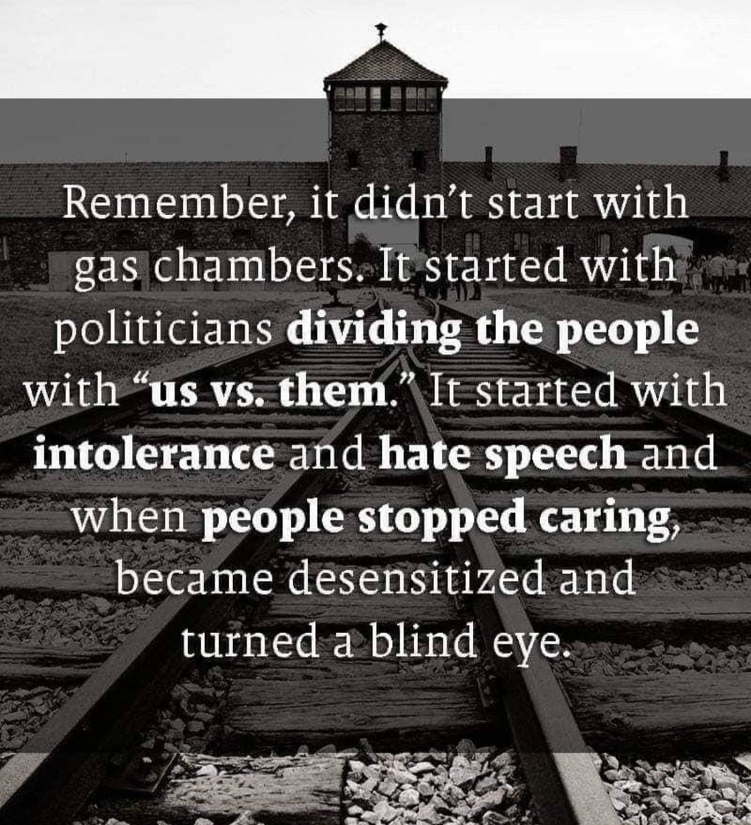 By the time the world got involved it was too late. The gas chambers were up & running. Imagine what went thru the minds of the victims watching their family & friends walking to their own death, knowing their turn was coming. I ask you #America, how close are we?…