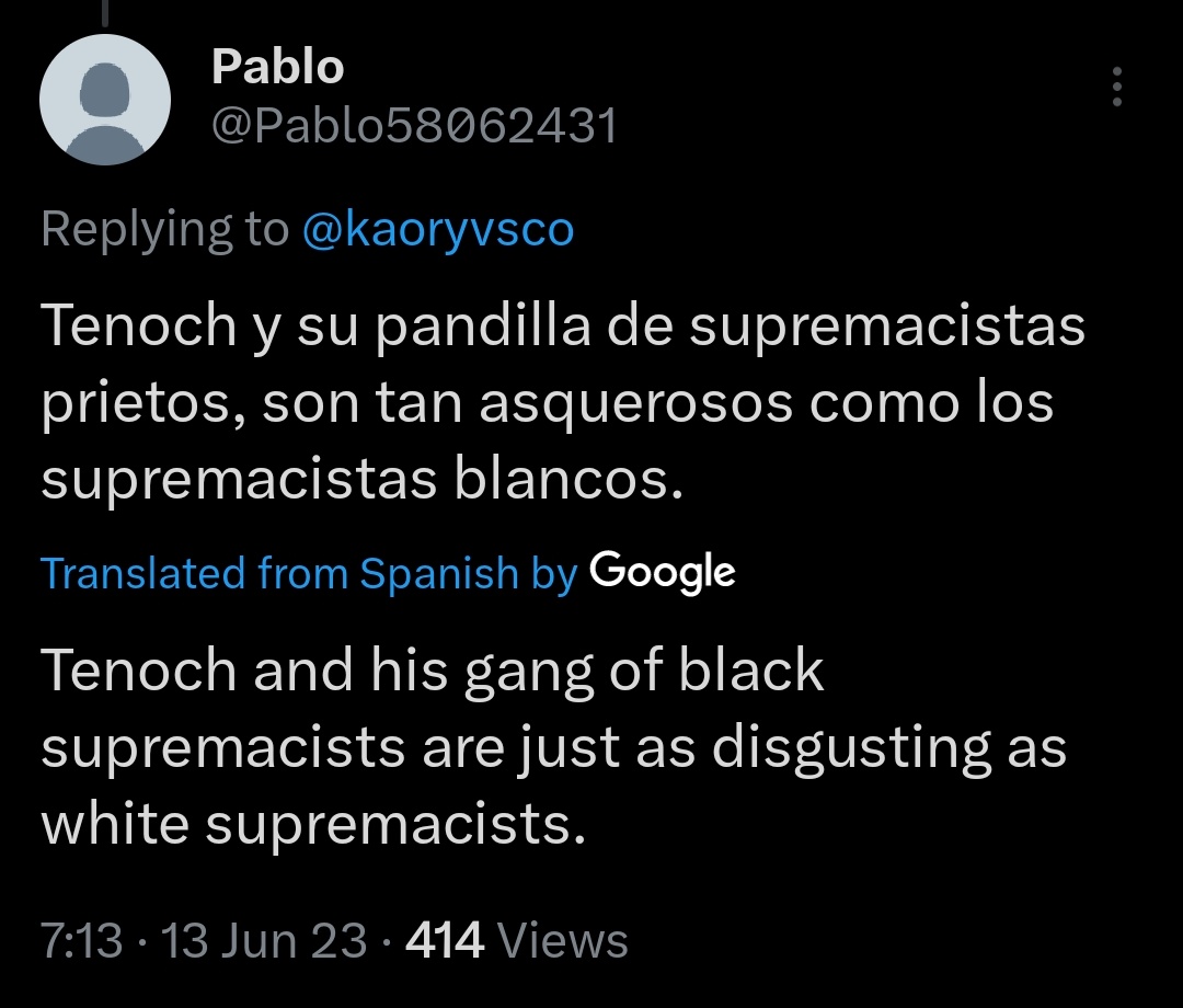 These past 4 days have proved that Tenoch Huerta was not lying about the racism people who look like him experience. The racist tweets, memes, doxxing his family etc. The world has a front row seat Mexico. We have taken screenshots