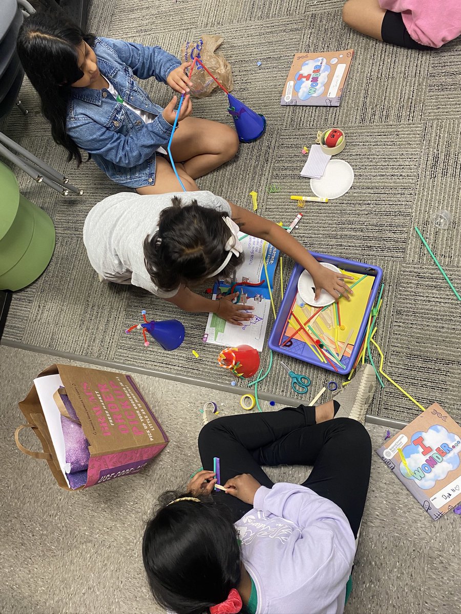 AlisaMatherne's tweet photo. Day 2 of @CampInvention has everyone smiling. Mimicbots are assembled, robot party assistants created and anti-gravity games bring the fun. @aggiemeg07 @LadyBookJoy @ProsperISD https://t.co/J1qr5I88YB