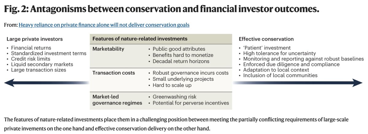 YungEnChee1's tweet photo. ENGOs embracing (or acquiescing to) #NatureRepairMarket & #FinancialisationOfNature "solutions", pls read this paper fr @katie_kedward @sophusticated @jryancollins @SvenWunder1
'Heavy reliance on private finance alone will not deliver conservation goals' https://t.co/oL5e4qxtF7 https://t.co/GU1roNNrs9