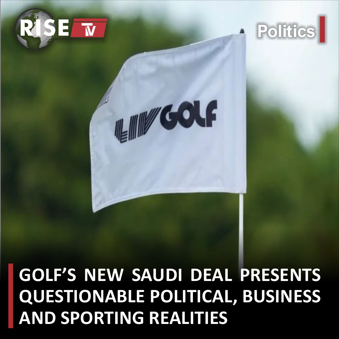 RiseTv_Global's tweet image. ⛳🌍 A controversial move! The new Saudi deal in golf raises questions about its political, business, and sporting implications. #SaudiGolfDeal #ControversialMove #PoliticalImplications #BusinessEthics #SportingKC #EthicsInSports #EngageInDebate #StayInformed #SportsNews