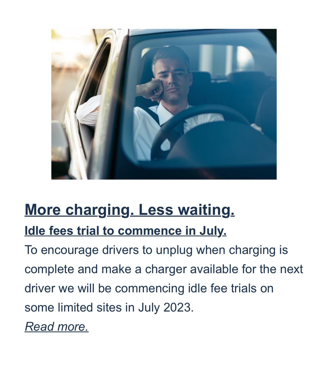 We asked and they have heard! Thanks <a href="/Chargefox/">Chargefox - Australia's EV charging platform.</a> for implementing this (albeit, on a trial basis). This is one of the biggest pain points, thanks! <a href="/LudicrousFeed/">Ludicrous Feed</a>