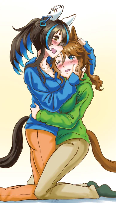 シンプルにハグ  #メジロパーマー #ダイタクヘリオス #ウマ娘
