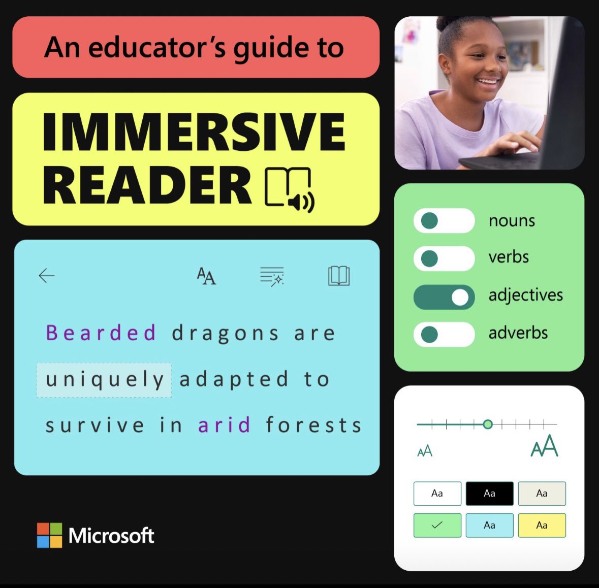 mtholfsen's tweet image. Immersive Reader is a free, easy-to-use tool designed to improve reading comprehension and fluency for students of all abilities. 

Check out this how-to guide to get tips and tricks for using it in the classroom. msft.it/6040glU5a

#edchat #accessibility #cpchat