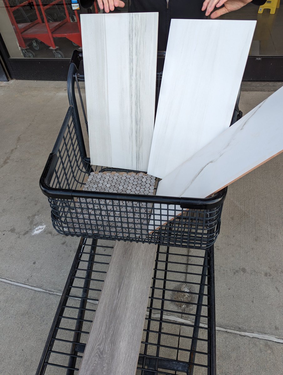 Helping a lovely couple shop for their master bathroom remodel <a href="/flooranddecor/">Floor & Decor</a> . Neutral is still a very popular choice in U.S. #interiordesign . Are you a neutral color fan?