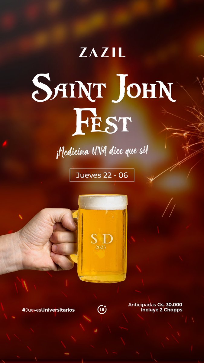 Zazil.
22/06
Gs. 30.000.- 
Anticipadas incluyen 2 chops.
+18 #JuevesUniversitarios 

Saint John dice que sí, y vos?