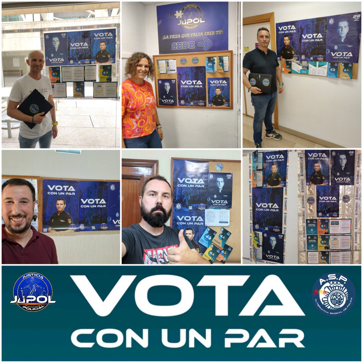 jupol_alicante's tweet photo. 💪Intenso primer día de campaña de #Jupol en la provincia de #Alicante con la pega de cartelería electoral. 

👉Tenemos PROYECTO
👉Tenemos PROGRAMA
👉Tenemos PLAN DE ACCIÓN
👉Tenemos VALENTÍA

🗳 El #28J 👉 #VotaConUnPAR

➡️ VOTA JUPOL-ASP ⬅️

#EquiparacionYa
#JubilacionDignaYa https://t.co/dxzBwyUM9O