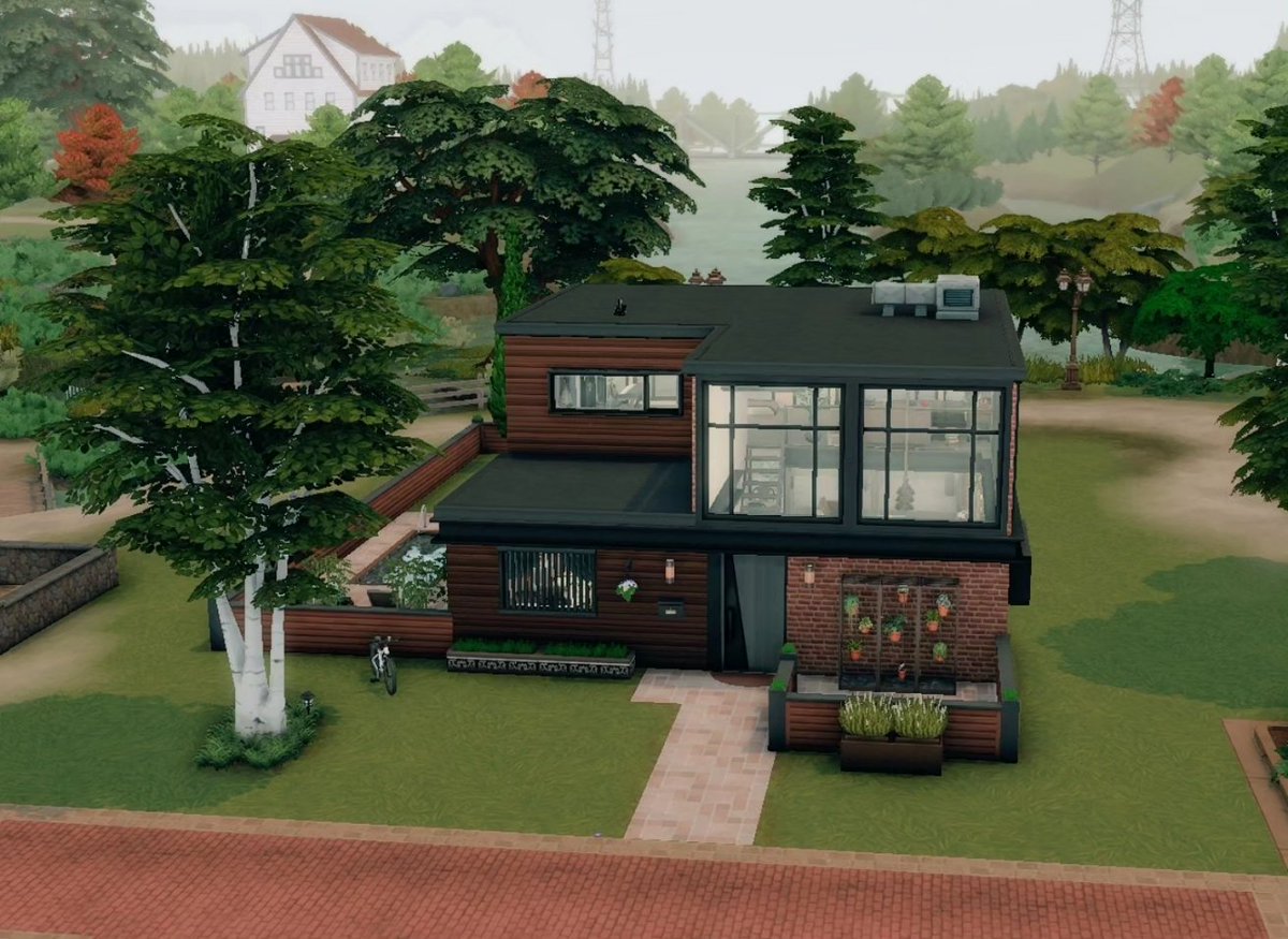 JaxSimmer's tweet photo. My newest build, Brindleton Loft. It has a primary bedroom with a walk-in closet as the loft space &amp; a downstairs guest bedroom. It's play tested, uses noCc, and up on the gallery now if you like it! 💛
ID- Jaquie561
#Sims4 #TheSims #ShowUsYourBuilds #sims https://t.co/bX0R2W6JYo