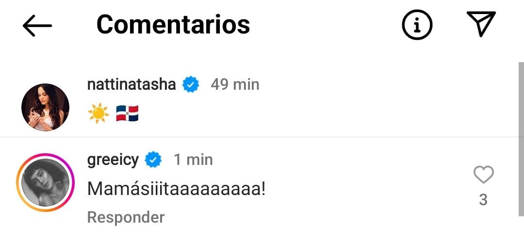 teamnattimex's tweet photo. Greeicy comentando la reciente publicación de Natti Natasha en Instagram.

Les gustaría una colaboración? https://t.co/45OLCxIekf